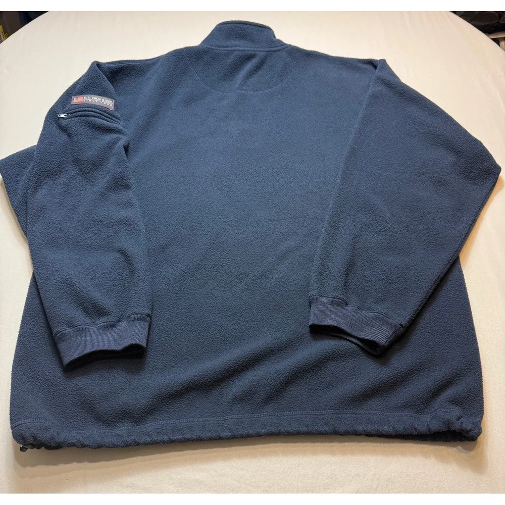 US Polo Assn Mens XL Quarter‎ Zip Fleece Pullover Navy Blue Red Logo Sweatshirt